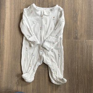 Carter's White Footie One Piece with Textured Fabric